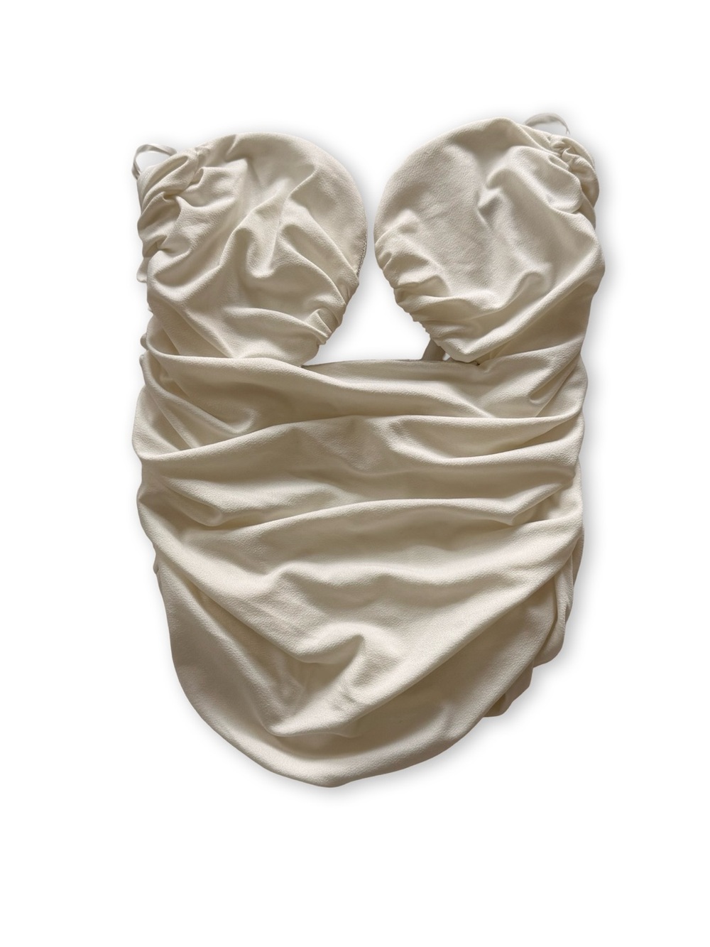 Pixie Market Cream Strapless Ruched Top
